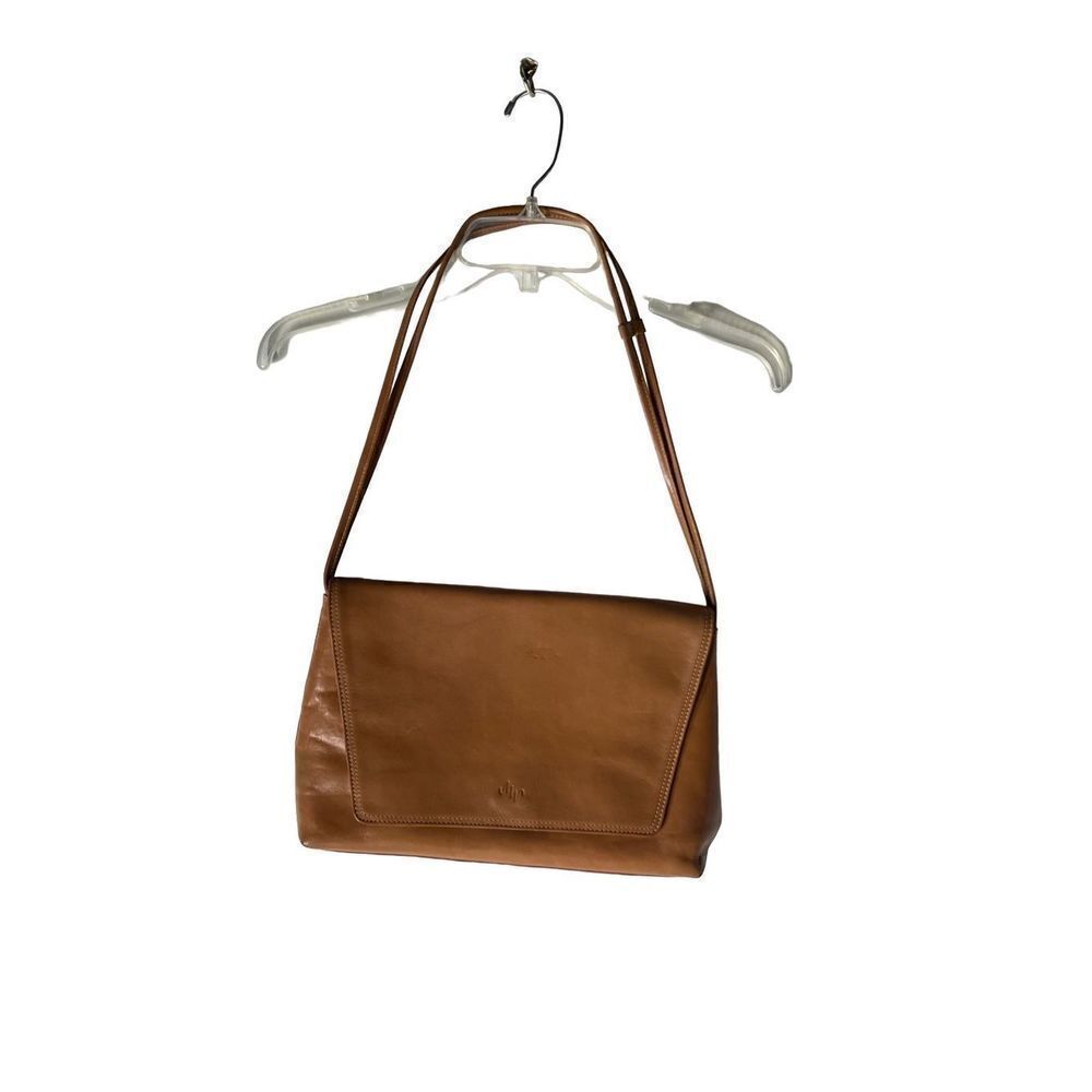 Monsac Original Brown Leather Double Strap Flap Shoulder Bag